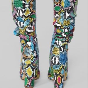 Fashion Nova Shoes - Bring It On Heeled Boots - Rainbow Snake Fashion Nova Shoes - Bring It On Heeled Boots - Rainbow Snake